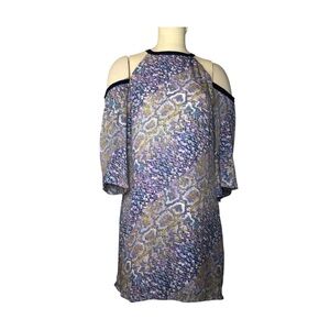 ALICE&TRIXIE Snakeskin Print High Neck 100% Silk Shift Dress M OldMoney Elegant